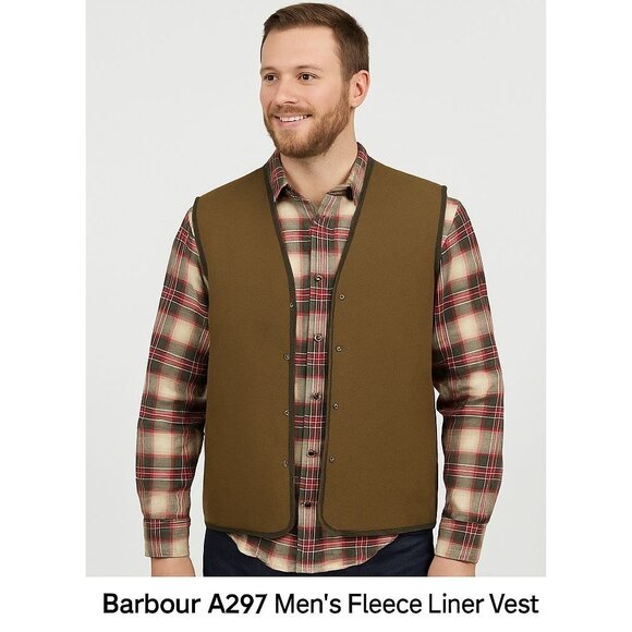 Barbour Fleece Liner Vest Mens Large Brown C42 Outdoor Utility Made in England - Picture 1 of 7